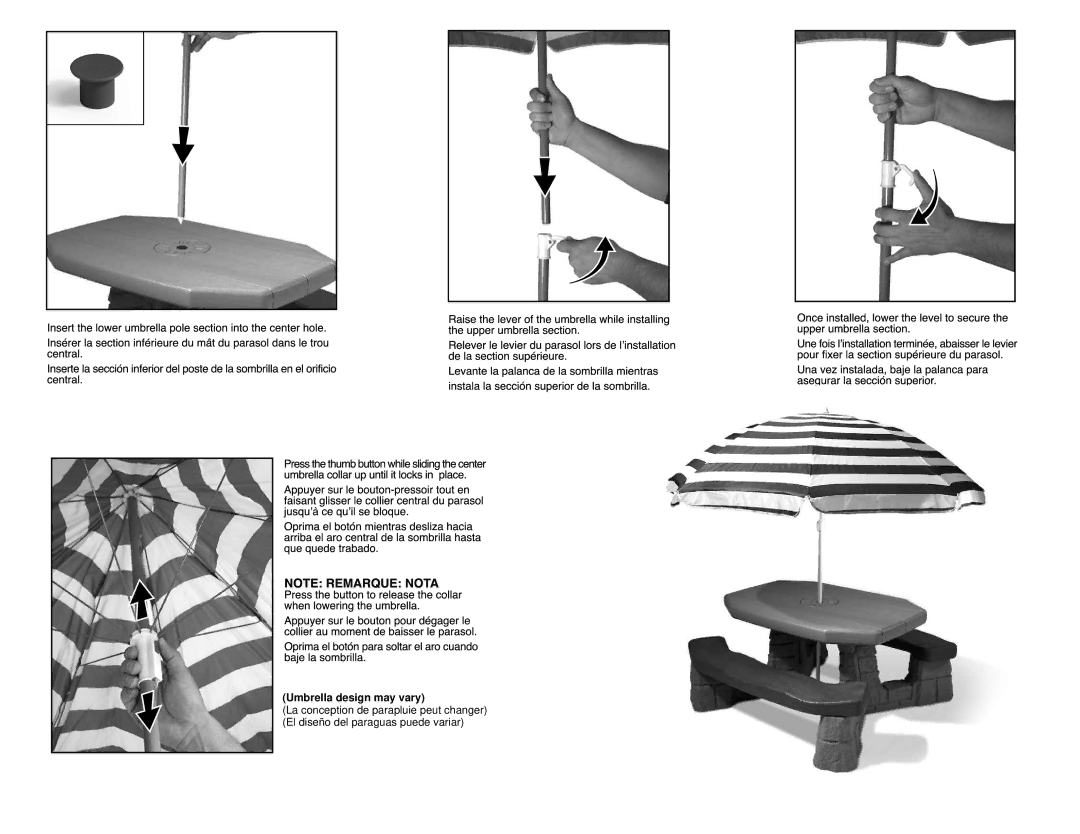 Step 2 7224, 8802, 7877, 7482 manual Umbrella design may vary 