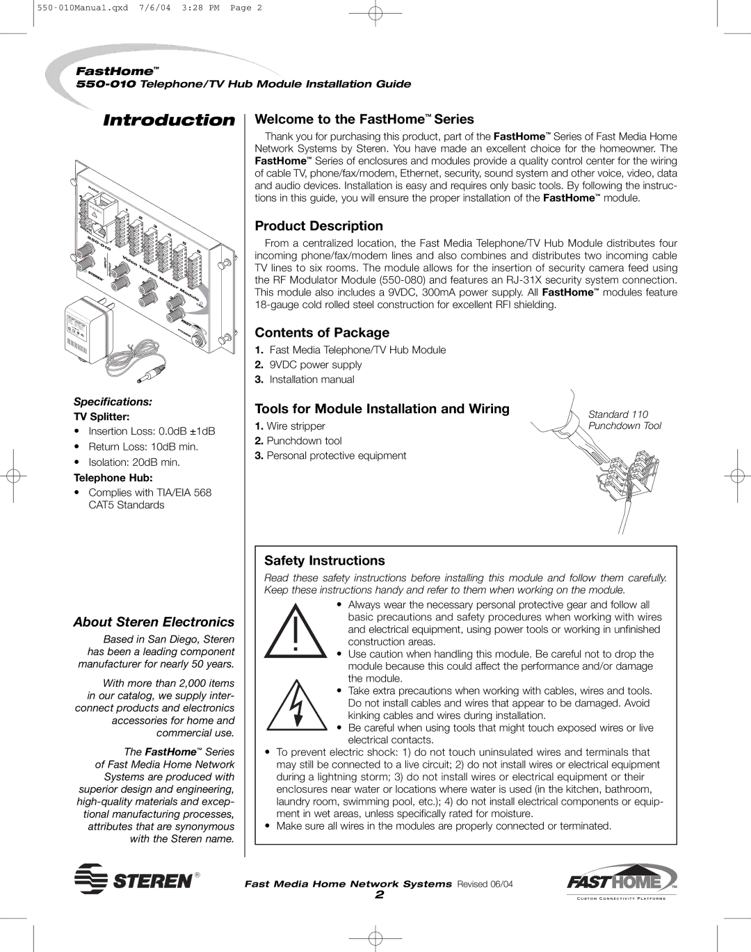 Steren 550-010 manual Introduction 