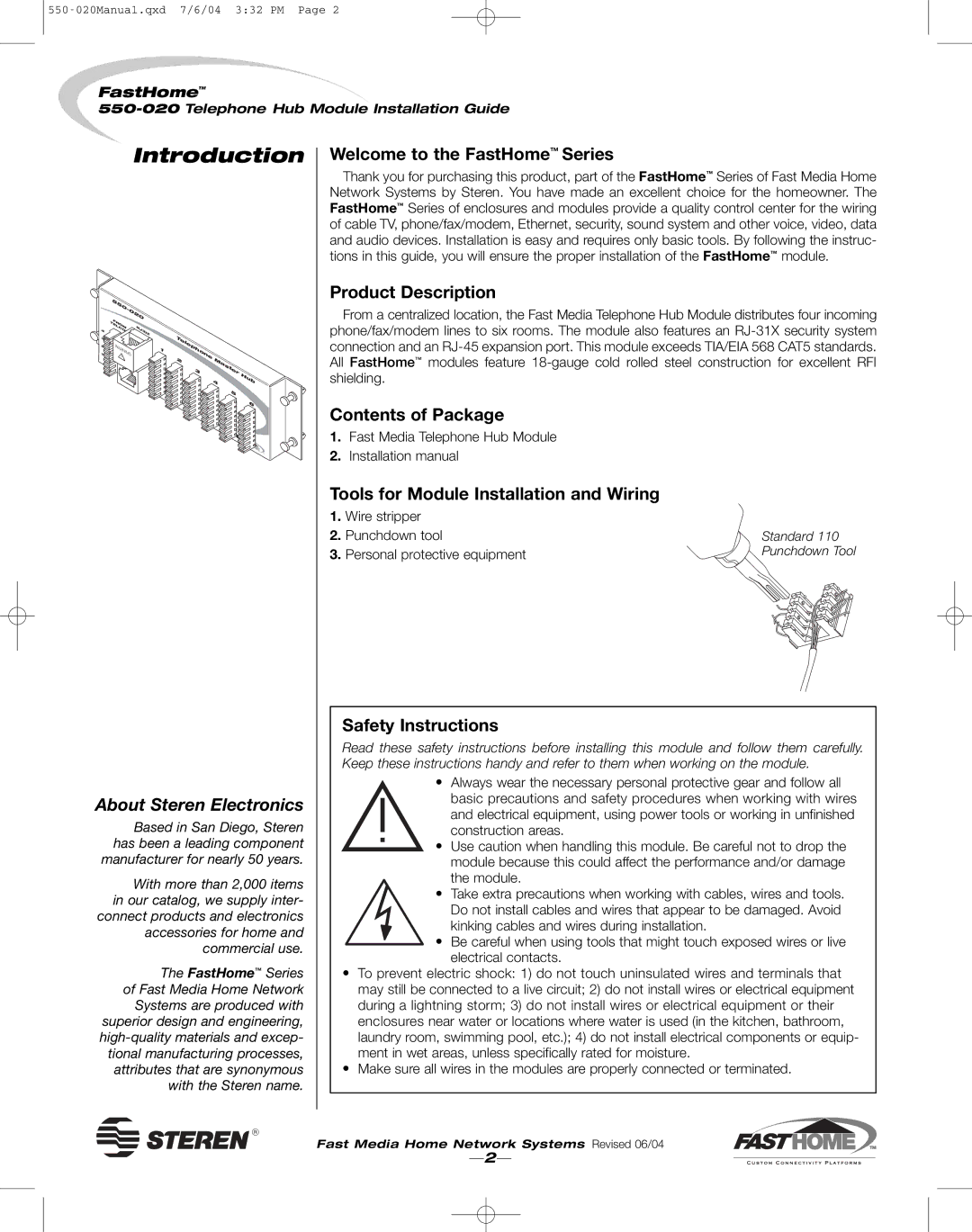 Steren 550-020 manual Introduction 