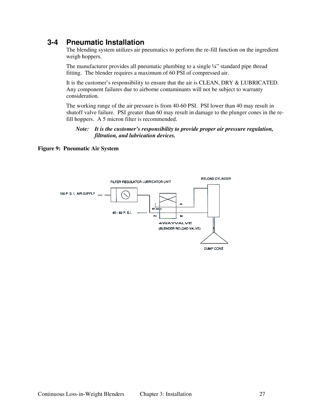 Sterling 015, 100, 600, SLC 5/04, 060 specifications Pneumatic Installation, Pneumatic Air System 