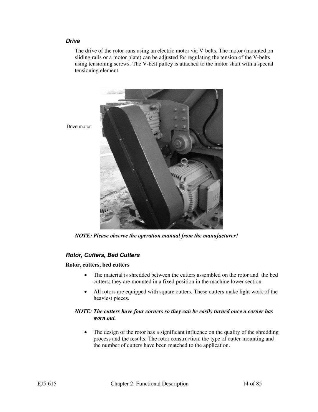 Sterling SMS 850, 1200, 2000, 1500 manual Drive, Rotor, Cutters, Bed Cutters, Rotor, cutters, bed cutters 