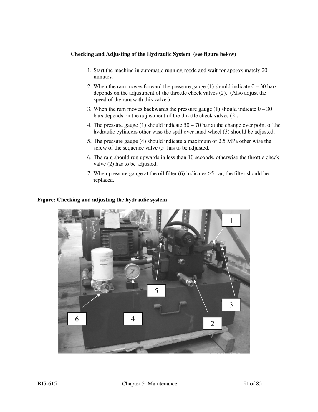 Sterling 1500, 1200, 2000, SMS 850 manual Figure Checking and adjusting the hydraulic system 