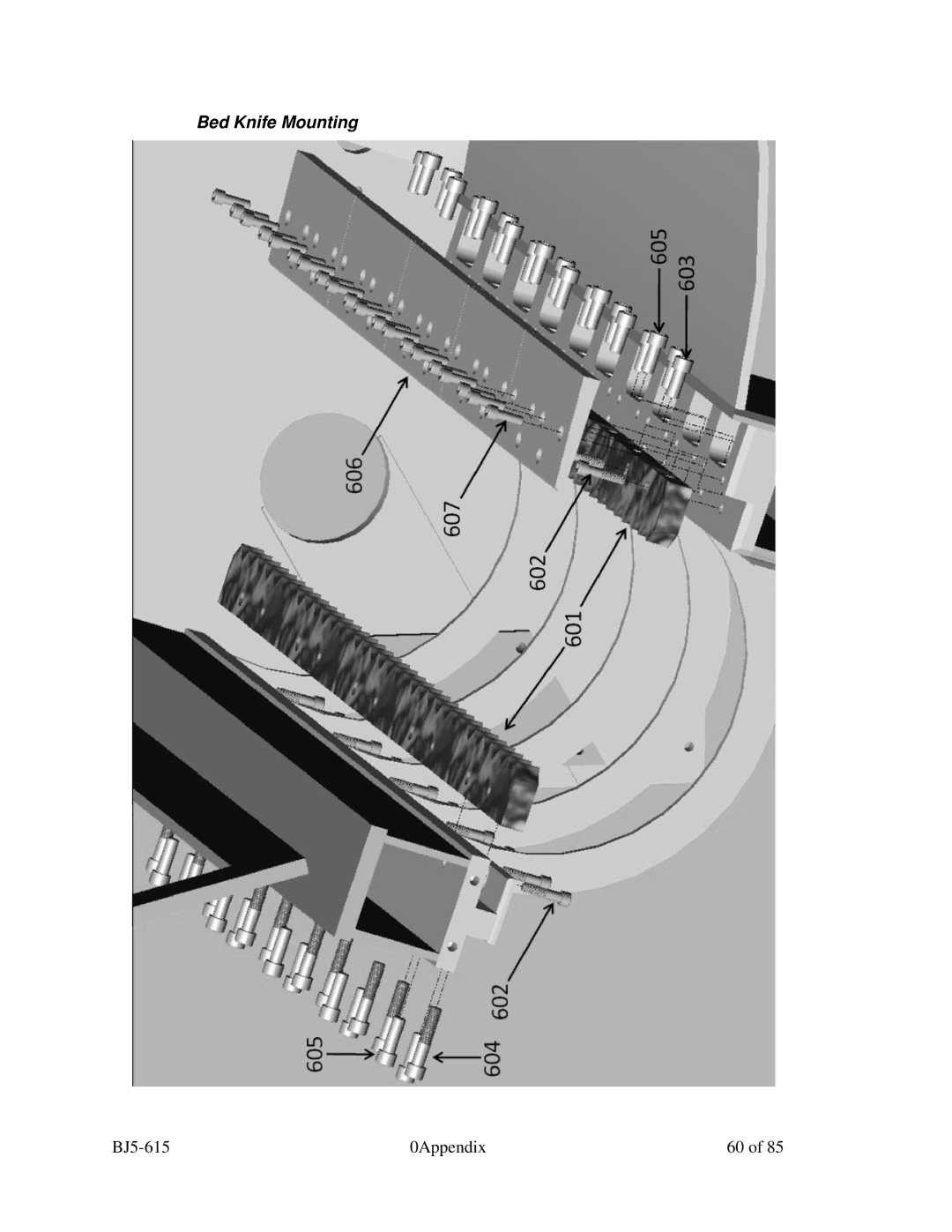 Sterling 1200, 2000, SMS 850, 1500 manual Bed Knife Mounting 