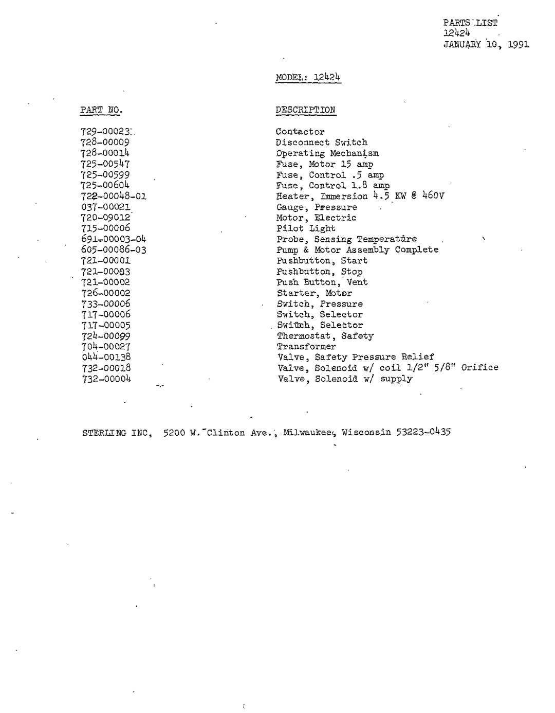 Sterling 12424 manual 