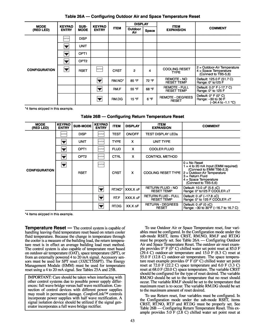 Sterling 30RA010-055 manual B — Configuring Return Temperature Reset 