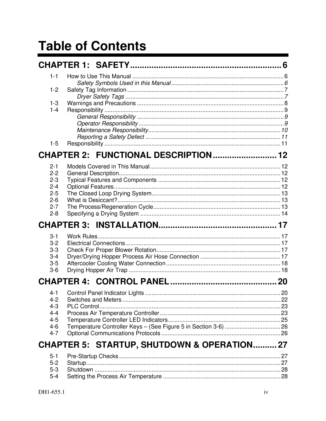 Sterling 350-2100 CFM installation manual Table of Contents 