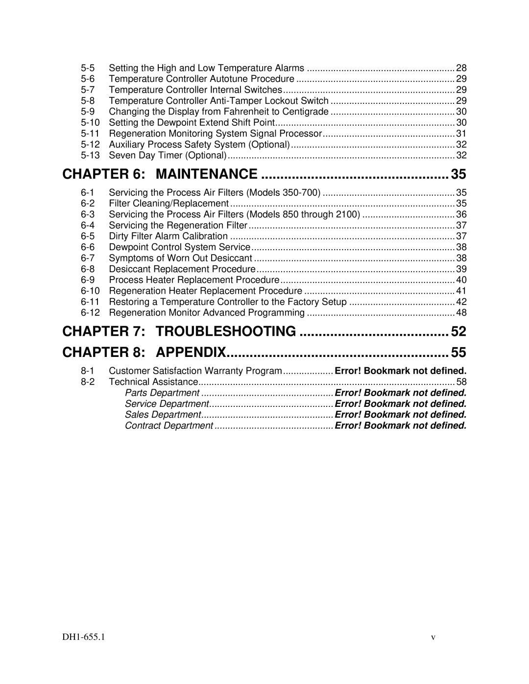 Sterling 350-2100 CFM installation manual Maintenance 