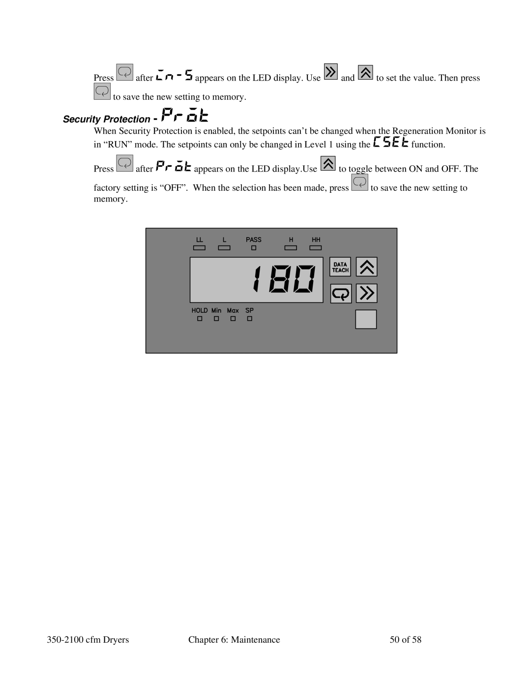 Sterling 350-2100 CFM installation manual Security Protection 