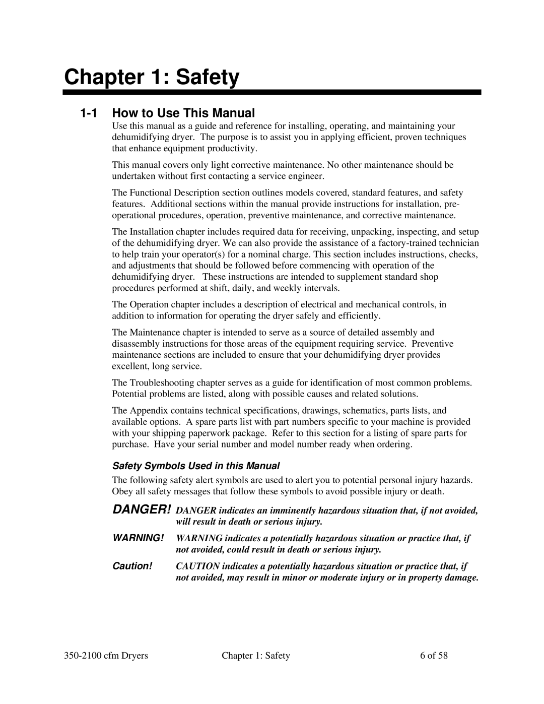 Sterling 350-2100 CFM installation manual How to Use This Manual, Safety Symbols Used in this Manual 