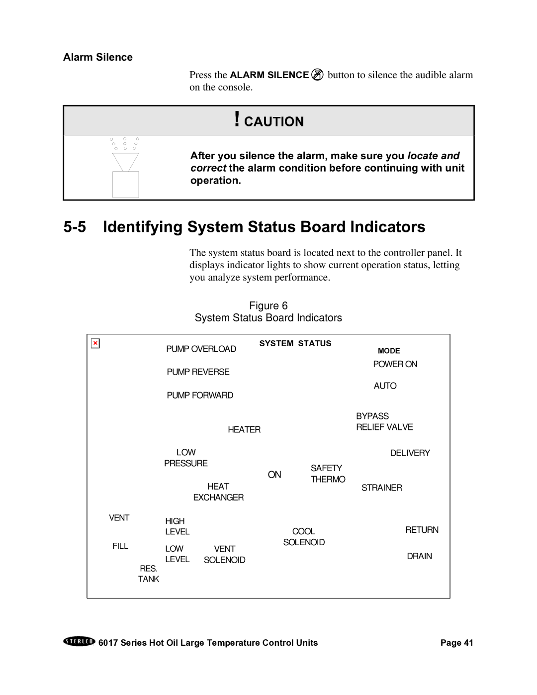 Sterling 6017 series installation manual Identifying System Status Board Indicators, Alarm Silence 