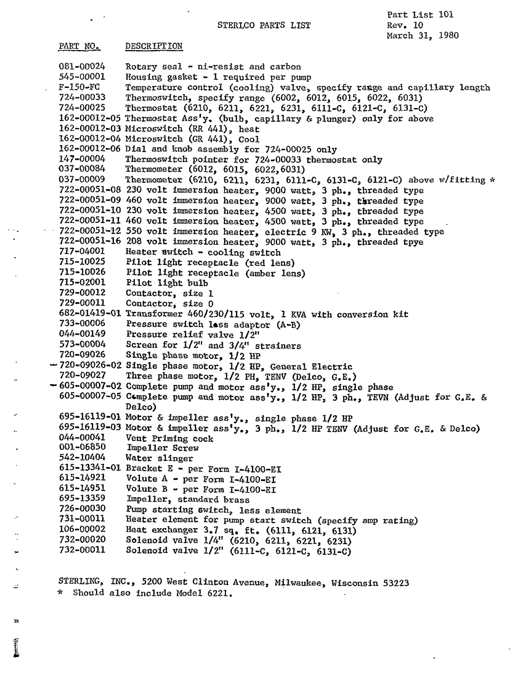 Sterling 6211-E manual 