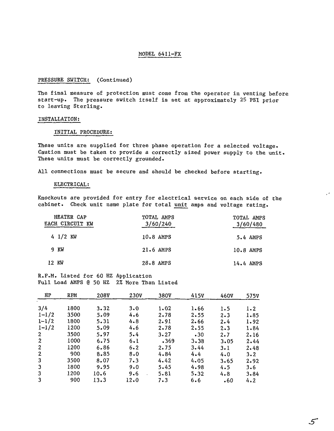 Sterling 6411-FX manual 