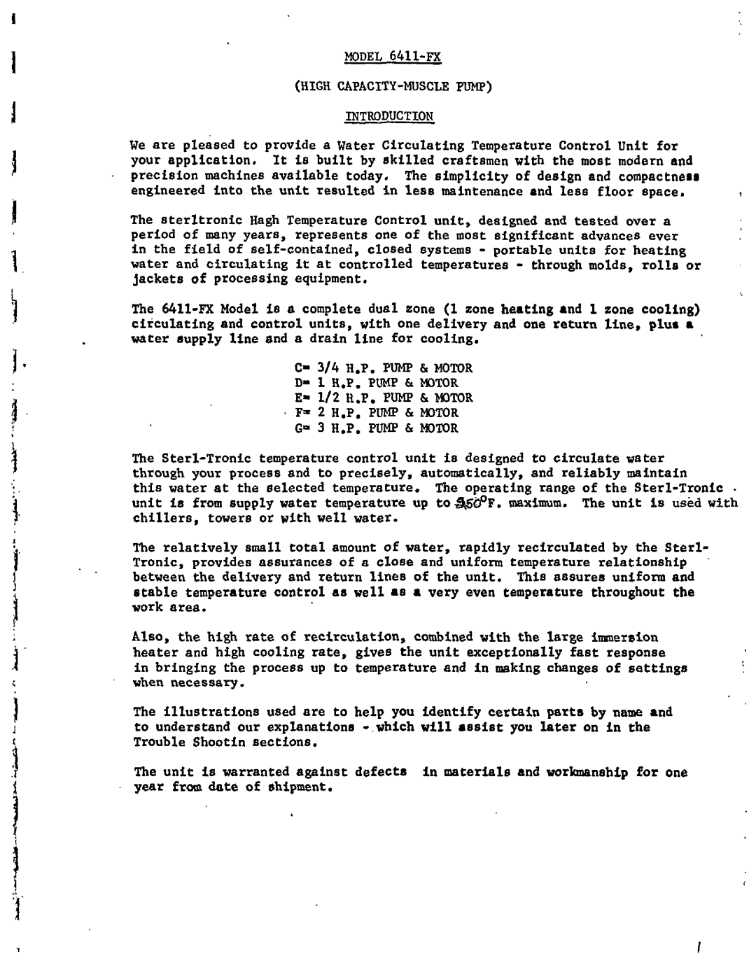 Sterling 6411-FX manual 