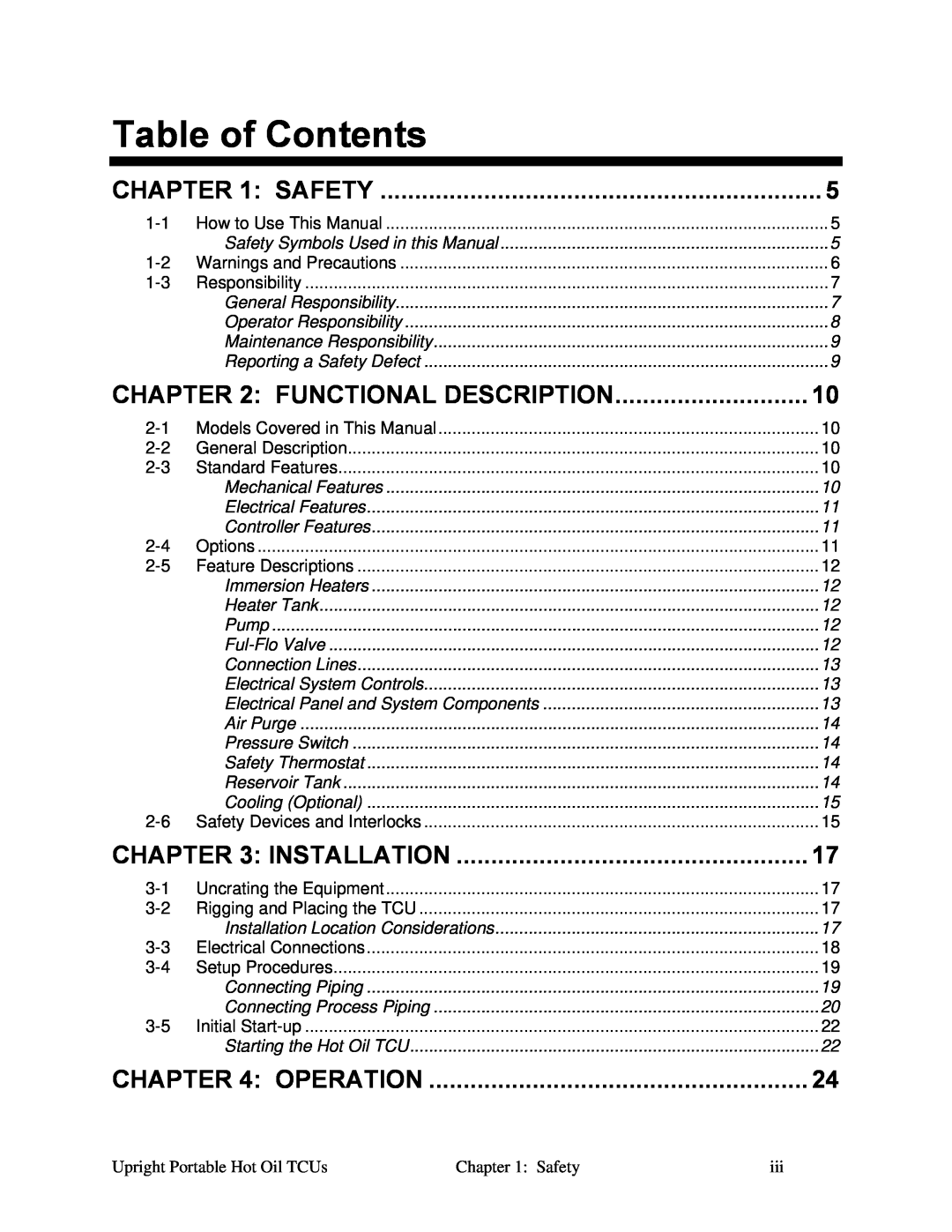 Sterling 682.88107.00 specifications Table of Contents, Functional Description, Installation, Operation, Safety 