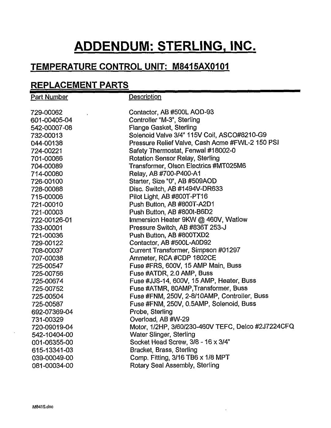 Sterling 8000 series manual 