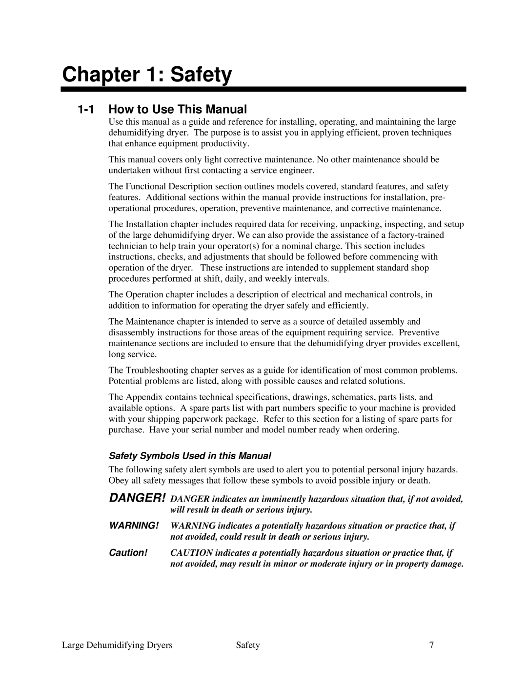 Sterling 822.00292.00 specifications How to Use This Manual, Safety Symbols Used in this Manual 