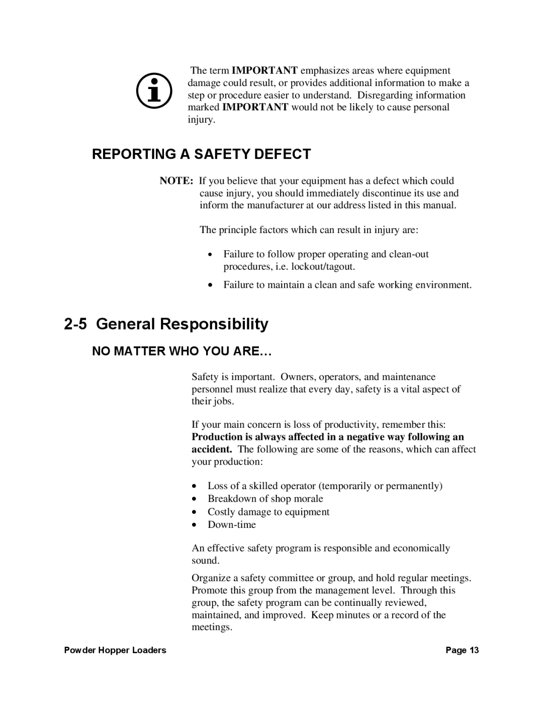 Sterling 0, 882, 238 manual General Responsibility, Reporting a Safety Defect 