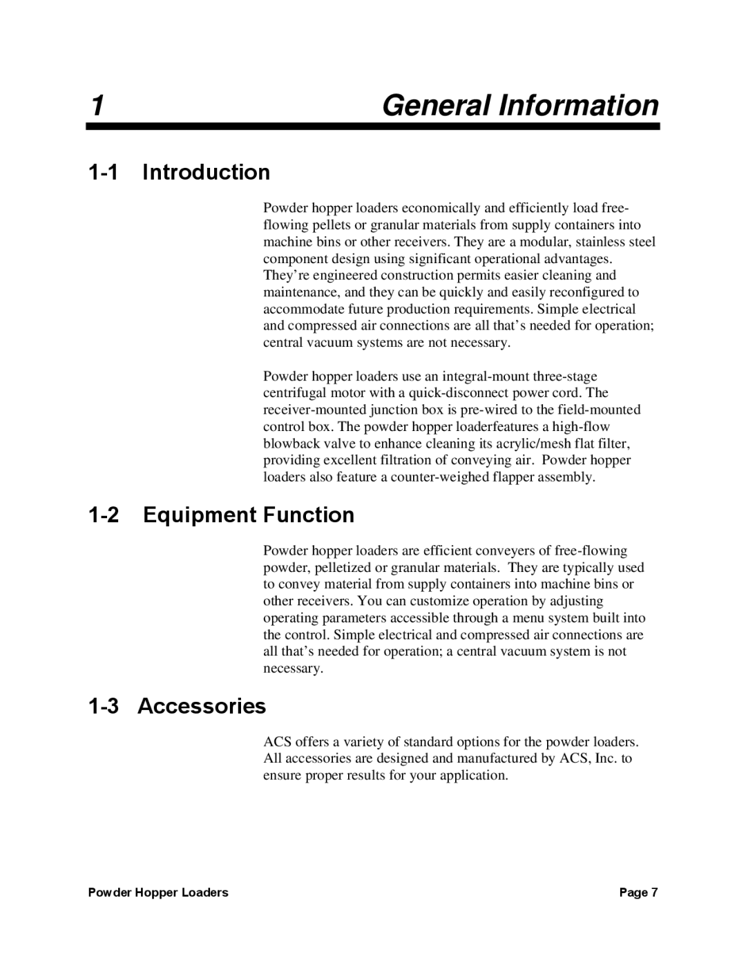 Sterling 0, 882, 238 manual General Information, Introduction, Equipment Function, Accessories 