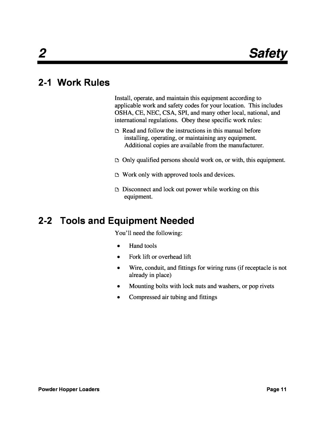 Sterling 238, 882, 0 manual Safety, Work Rules, Tools and Equipment Needed 