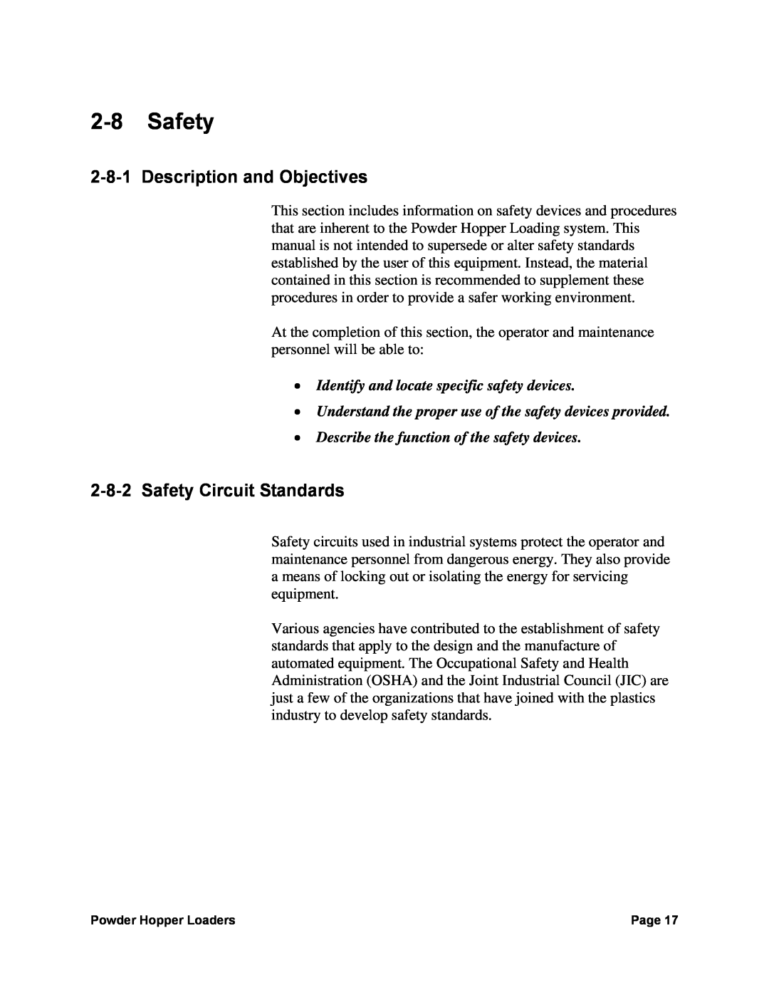 Sterling 238, 882, 0 Description and Objectives, Safety Circuit Standards, Identify and locate specific safety devices 