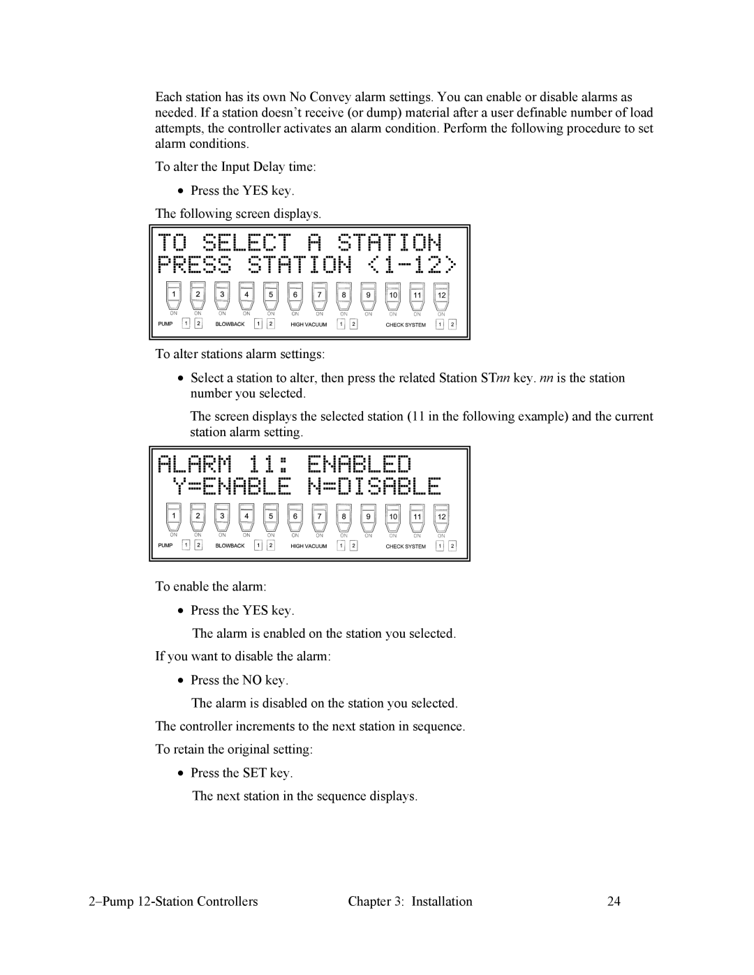 Sterling 882.00249.00 manual Alarm 11 Enabled =ENABLE N=DISABLE 