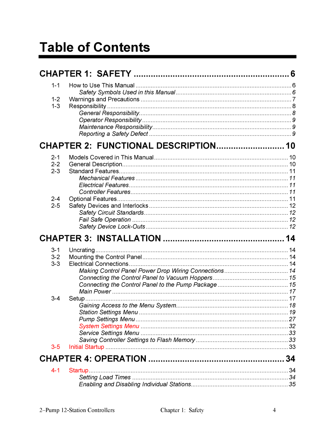 Sterling 882.00249.00 manual Table of Contents 