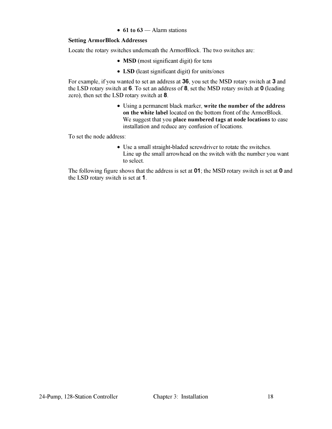 Sterling 882.00255.00 CV3-655 specifications Setting ArmorBlock Addresses 