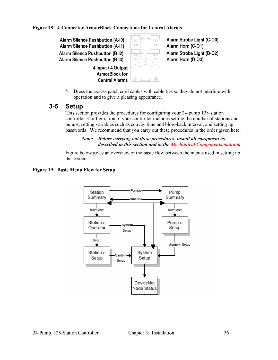 Sterling 882.00255.00 CV3-655 specifications Setup, Connector ArmorBlock Connections for Central Alarms 