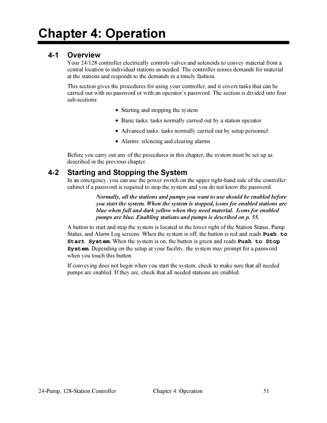 Sterling 882.00255.00 CV3-655 specifications Operation, Overview, Starting and Stopping the System 