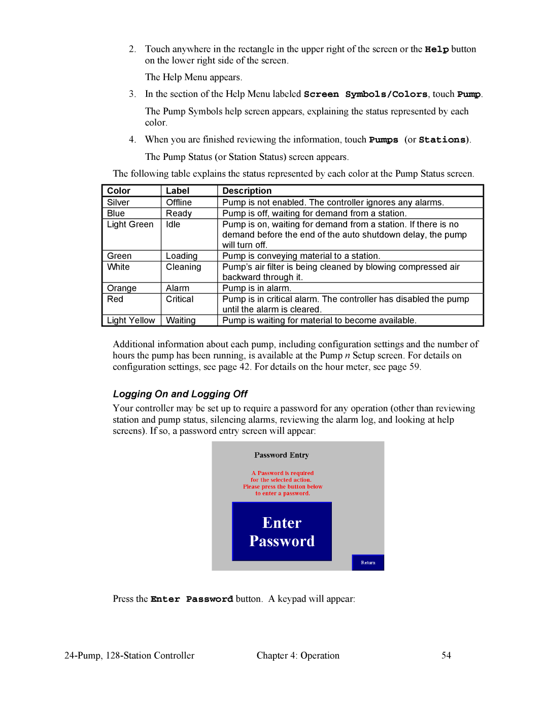 Sterling 882.00255.00 CV3-655 specifications Logging On and Logging Off 