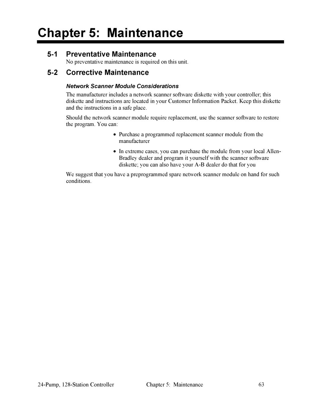 Sterling 882.00255.00 CV3-655 Preventative Maintenance, Corrective Maintenance, Network Scanner Module Considerations 