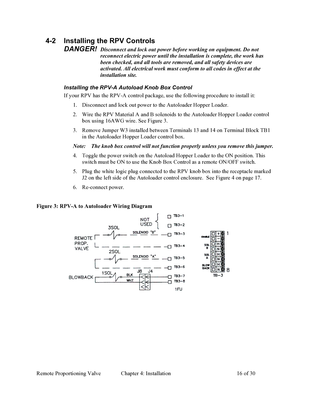 Sterling 882.00268.00 specifications Installing the RPV Controls, Installing the RPV-A Autoload Knob Box Control 