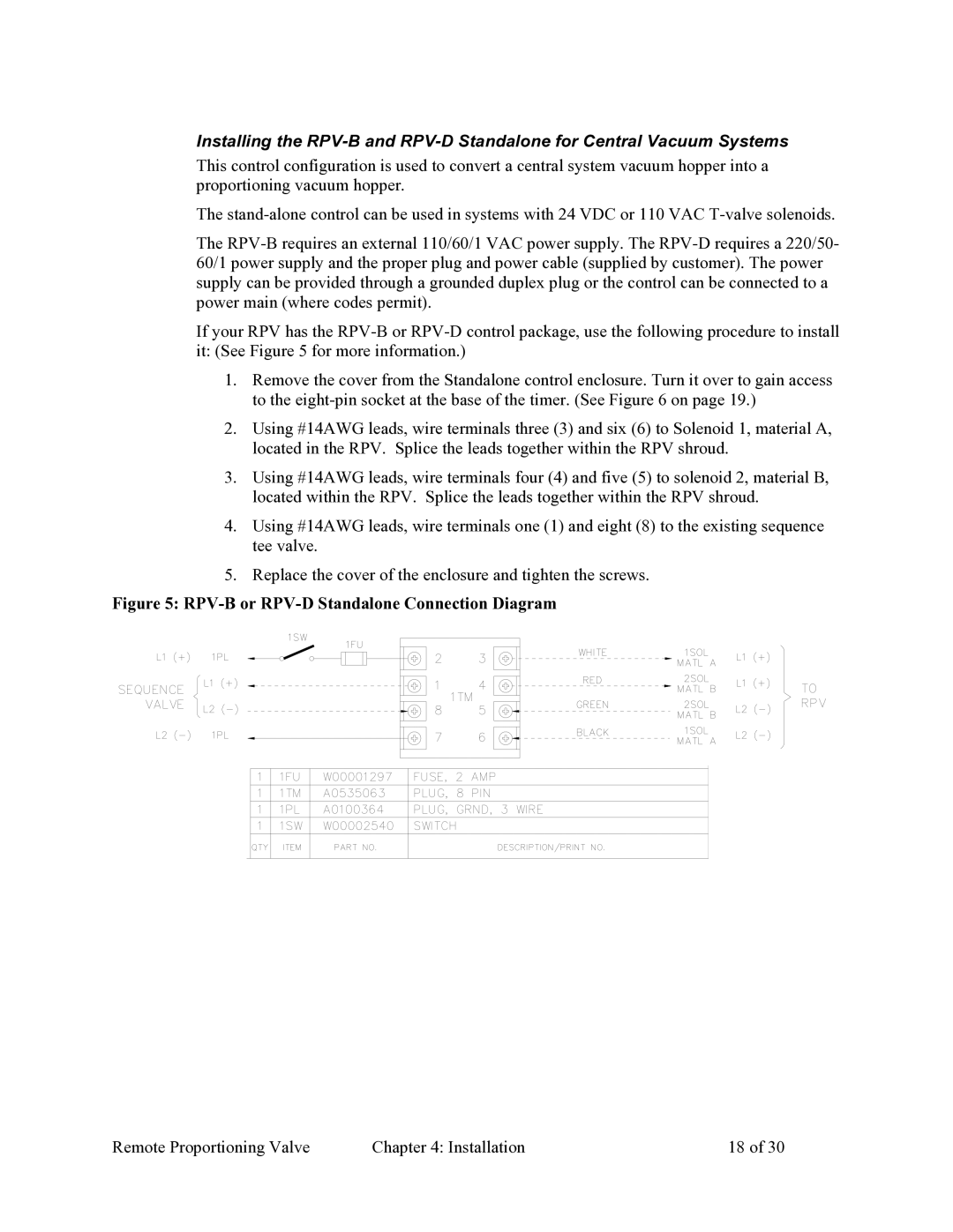 Sterling 882.00268.00 specifications RPV-B or RPV-D Standalone Connection Diagram 