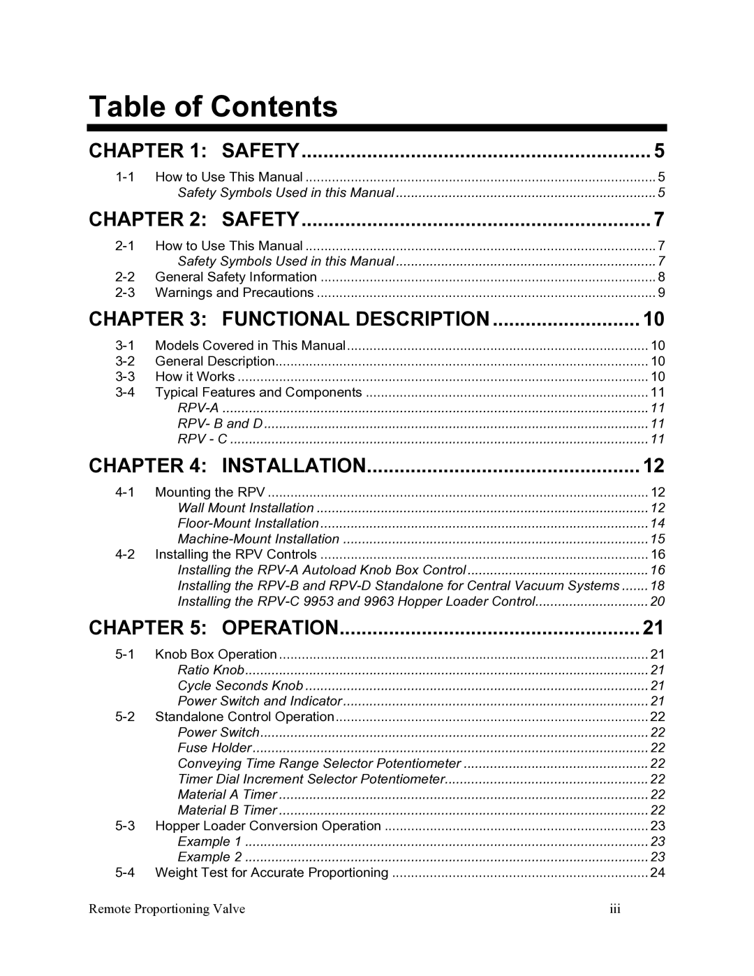 Sterling 882.00268.00 specifications Table of Contents 