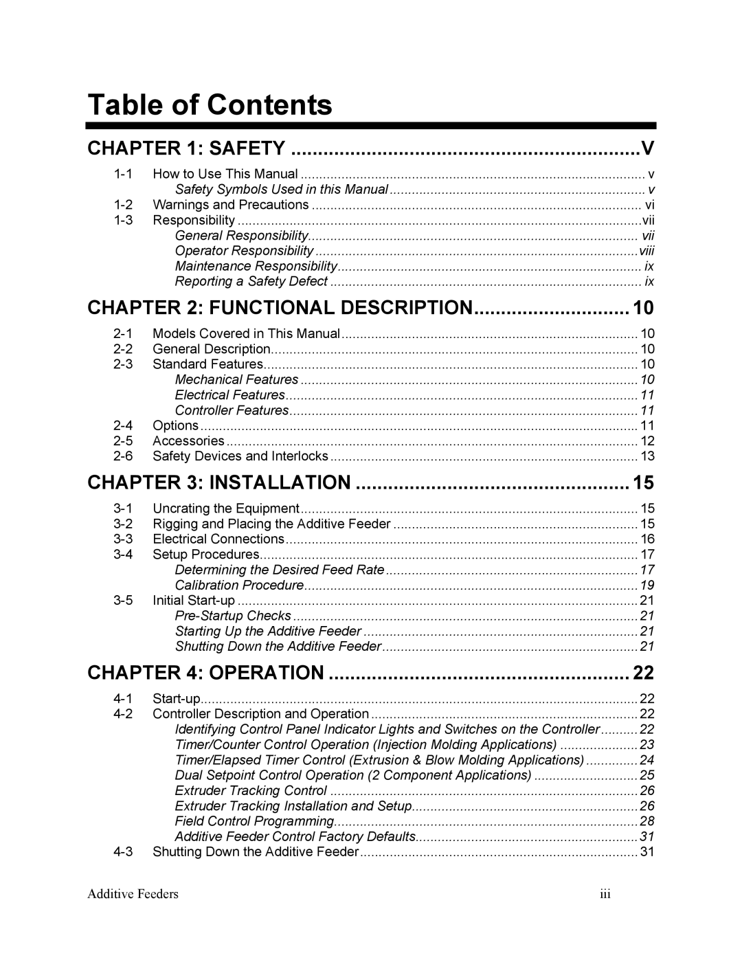 Sterling 882.00274.00 specifications Table of Contents 