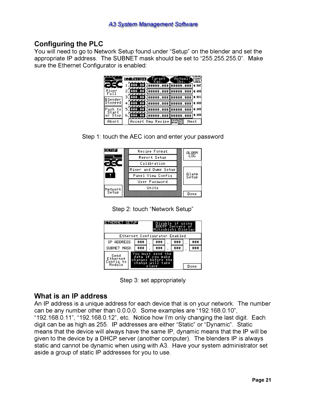 Sterling 882.00278.00 software manual Configuring the PLC, What is an IP address 