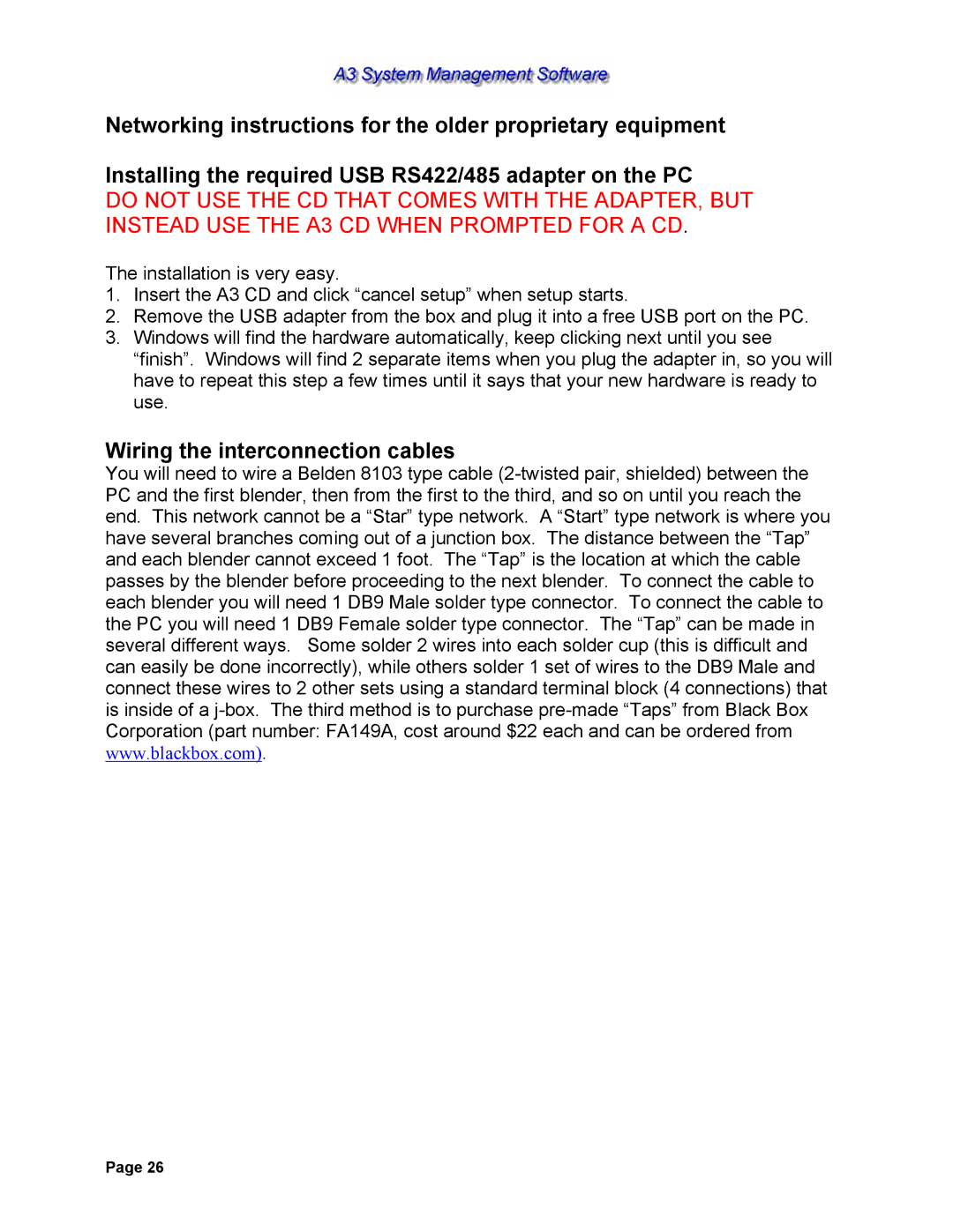 Sterling 882.00278.00 software manual Wiring the interconnection cables 