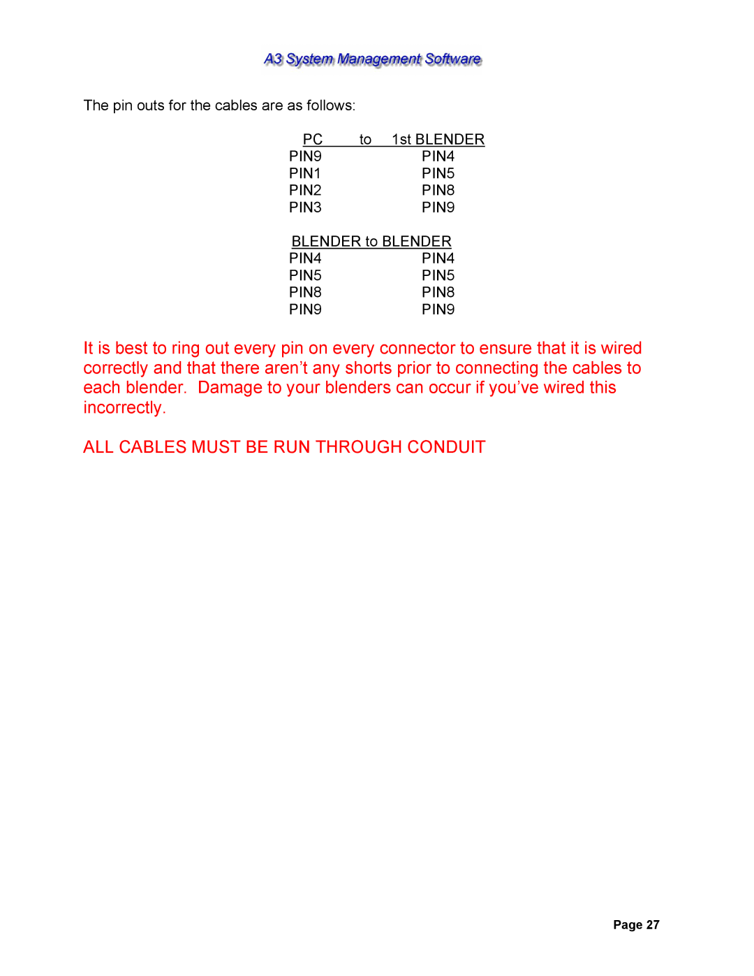 Sterling 882.00278.00 software manual ALL Cables Must be RUN Through Conduit 