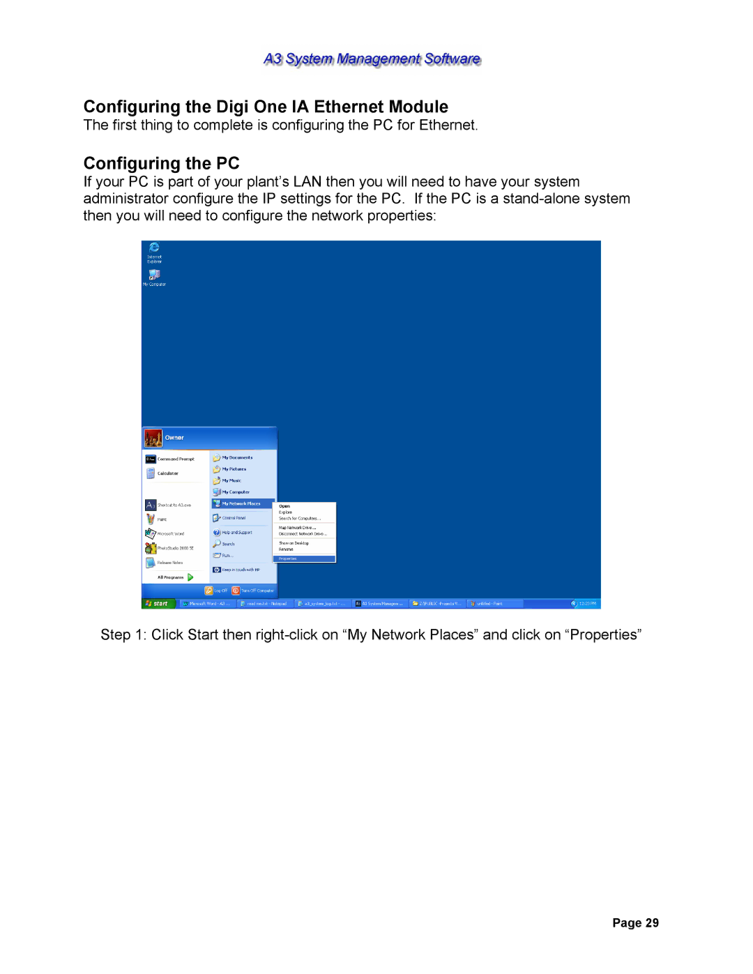 Sterling 882.00278.00 software manual Configuring the Digi One IA Ethernet Module, Configuring the PC 