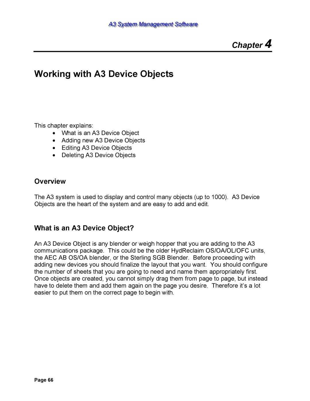 Sterling 882.00278.00 software manual Working with A3 Device Objects, What is an A3 Device Object? 