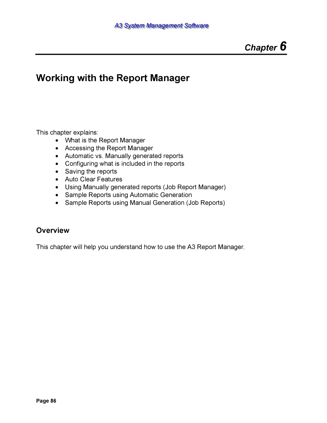 Sterling 882.00278.00 software manual Working with the Report Manager, Overview 