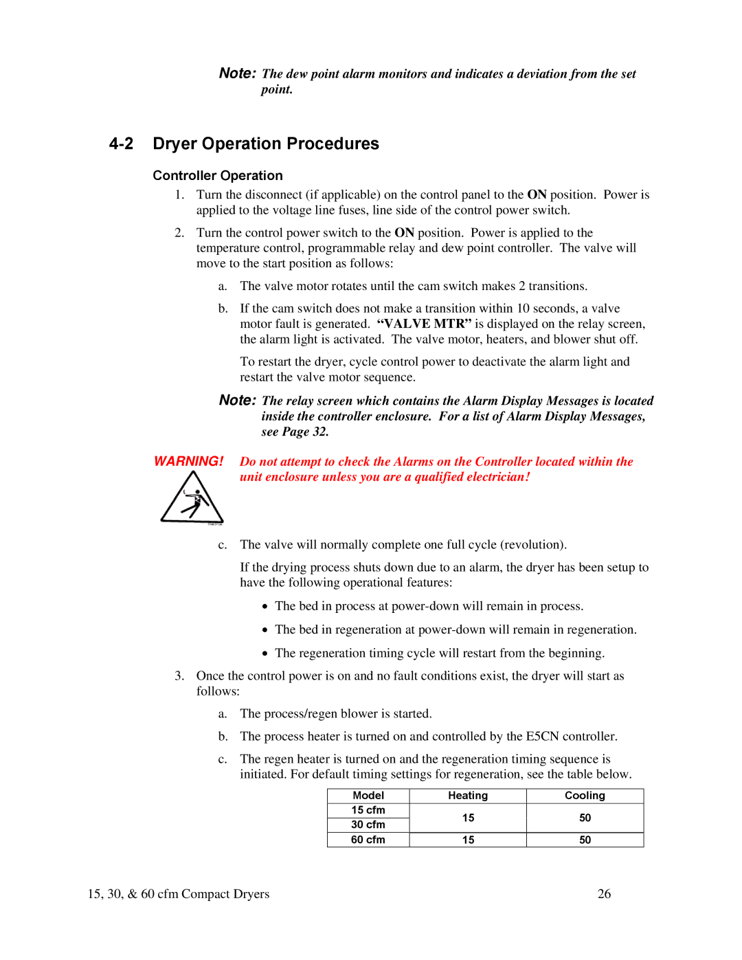 Sterling 882.00291.00 specifications Dryer Operation Procedures, Controller Operation 