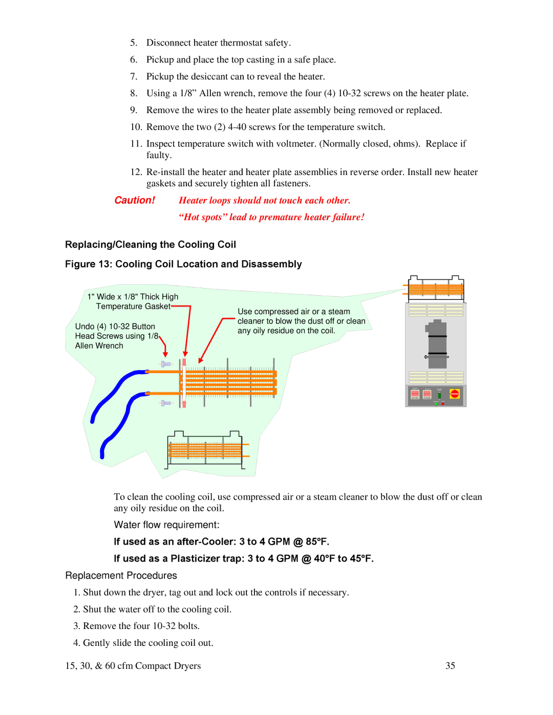 Sterling 882.00291.00 specifications Replacing/Cleaning the Cooling Coil, Replacement Procedures 