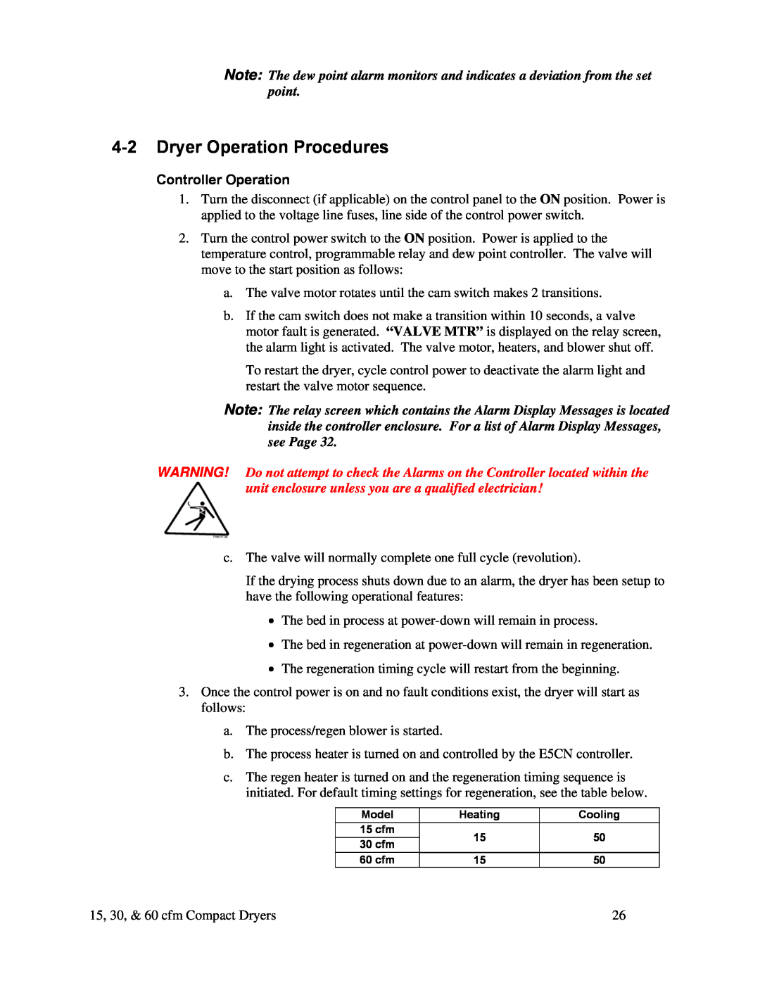 Sterling 882.00291.00 specifications 4-2Dryer Operation Procedures, Controller Operation 
