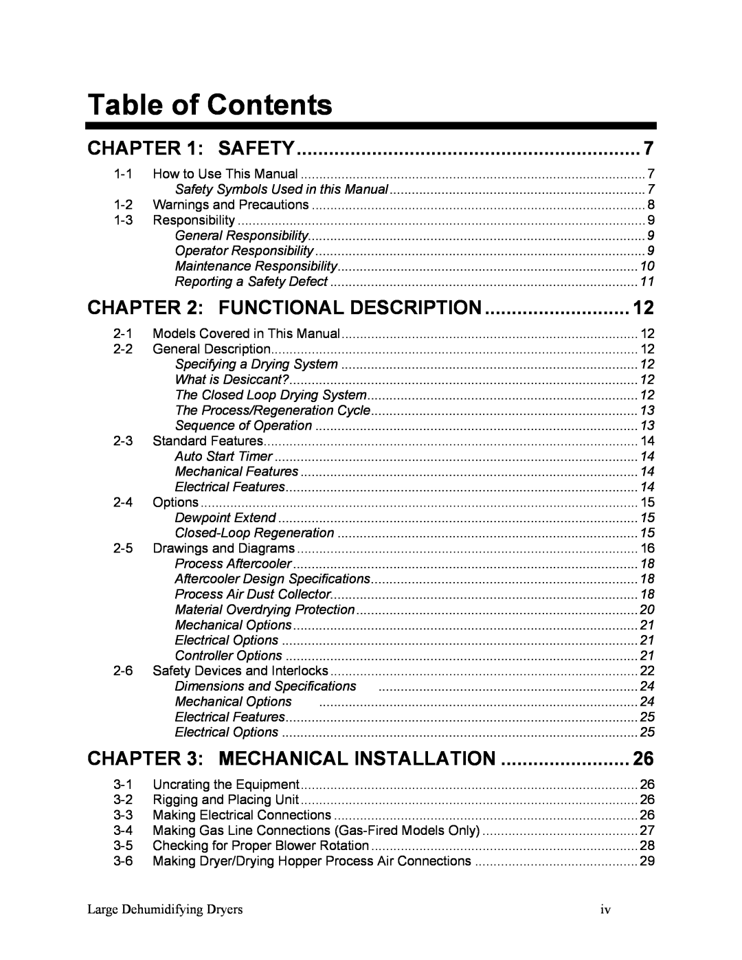 Sterling 882.00295.00 specifications Table of Contents, Safety, Functional Description, Mechanical Installation 