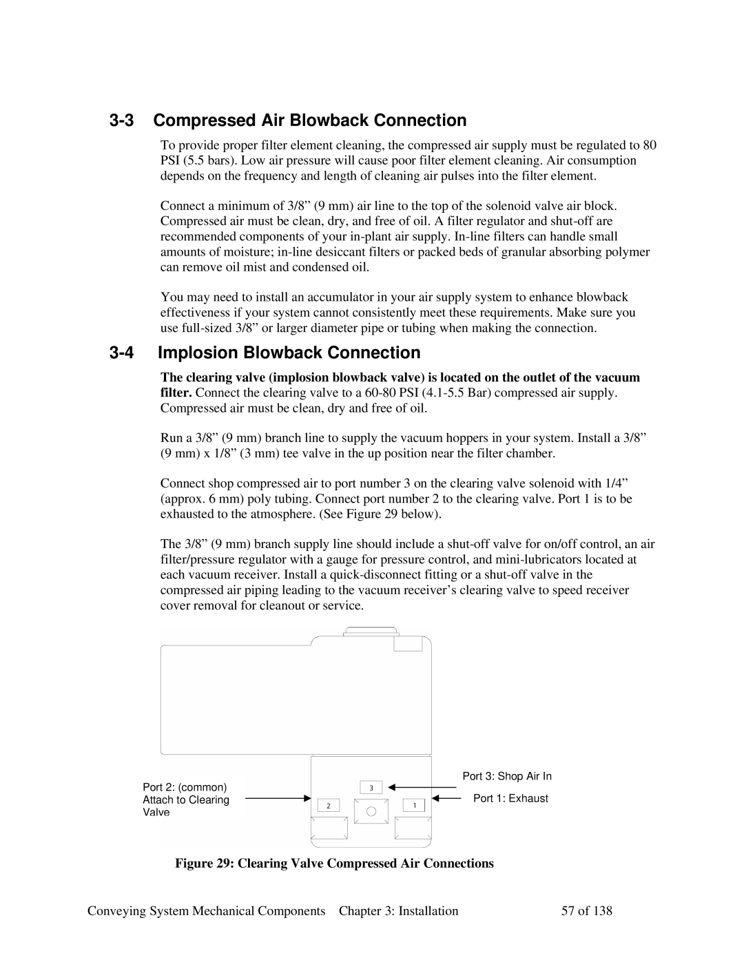 Sterling 882.00379.00 manual Compressed Air Blowback Connection, Implosion Blowback Connection 