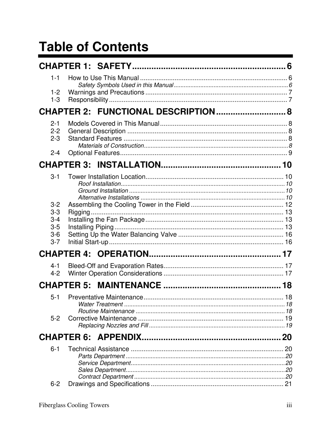 Sterling 882.00440.00 SC6-610.6 specifications Table of Contents 