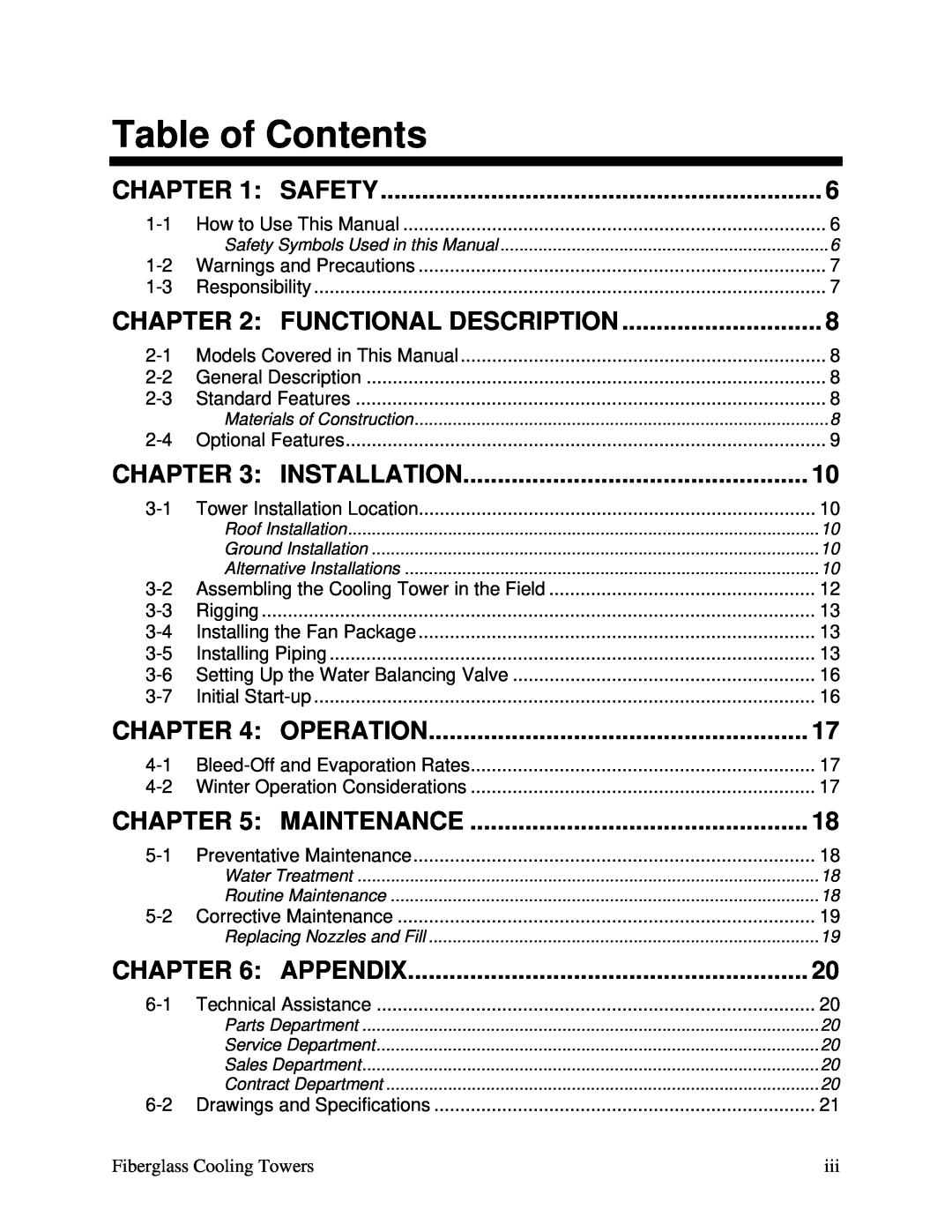 Sterling 882.00440.00 SC6-610.6 specifications Table of Contents 