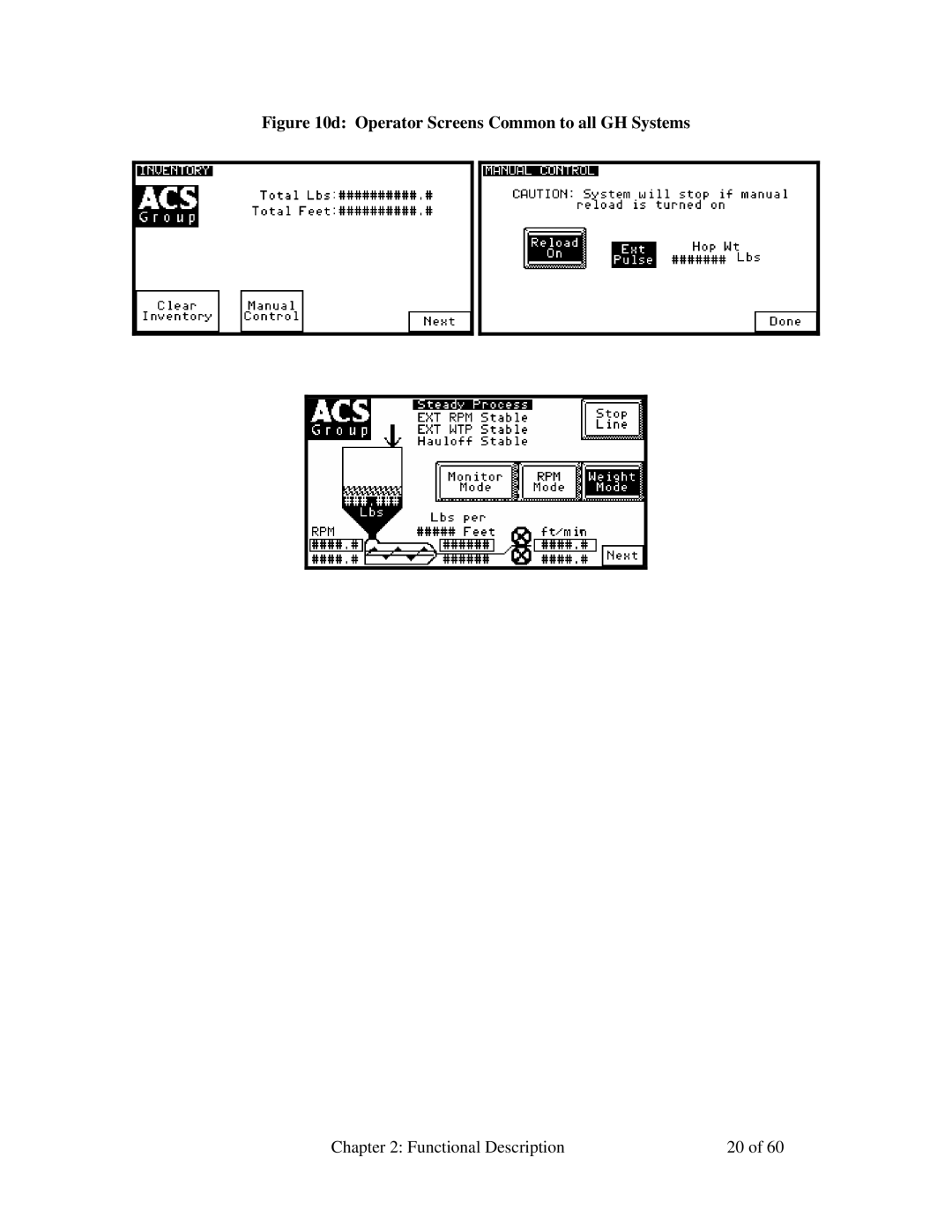 Sterling 882.00722.00 manual Operator Screens Common to all GH Systems 