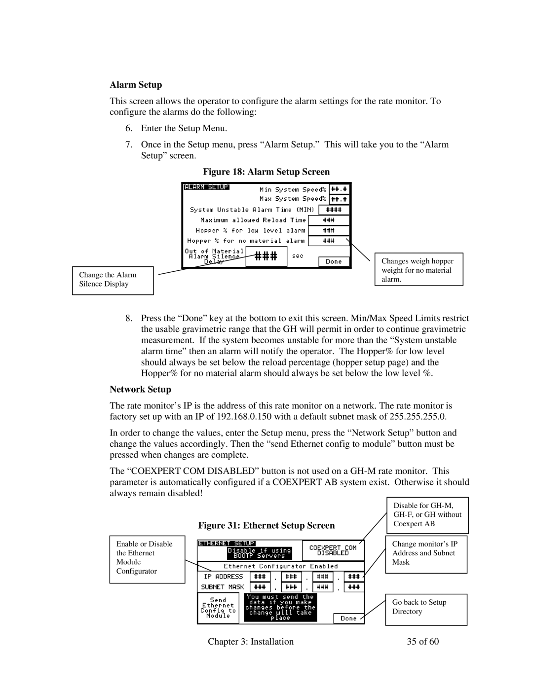 Sterling 882.00722.00 manual Alarm Setup, Network Setup 